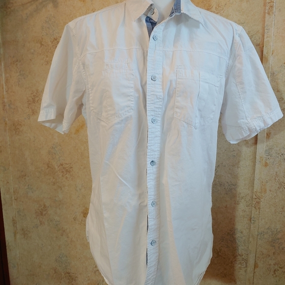 🌼4/$20 PD&C Short Sleeve Button Down White Shirt - Picture 1 of 8